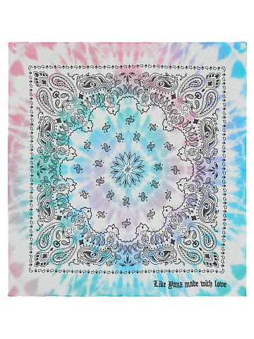 Pink & Blue Tie-Dye Cotton Paisley Printed Bandana, 1