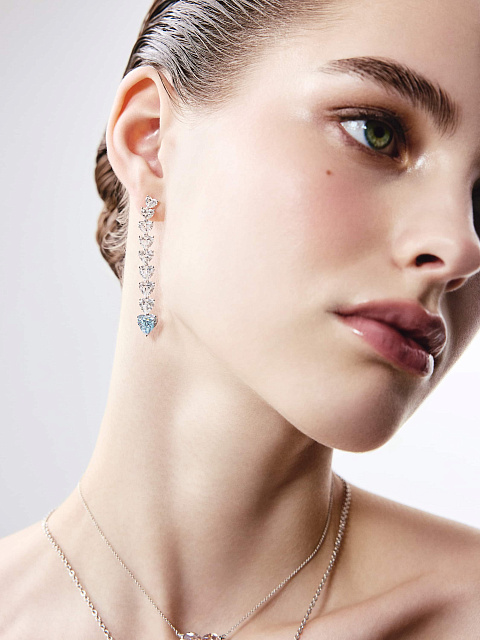 Long earrings with LG heart-cut diamonds, 2