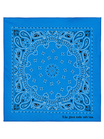 Aqua Blue Cotton Paisley Printed Bandana, 1