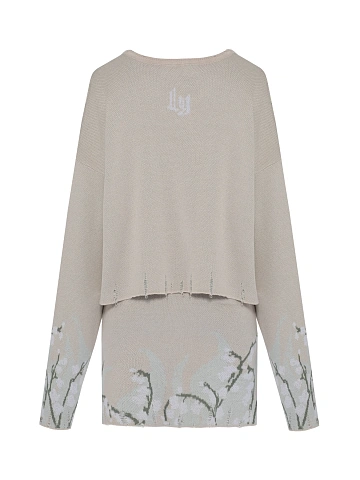 Beige May-Lily Knitted Sweater & Skirt Set, 2