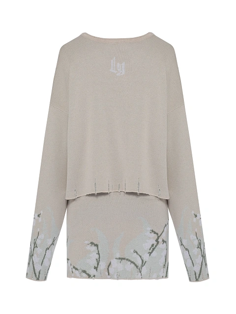 Beige May-Lily Knitted Sweater & Skirt Set, 2 Beige May-Lily Knitted Sweater & Skirt Set, 2