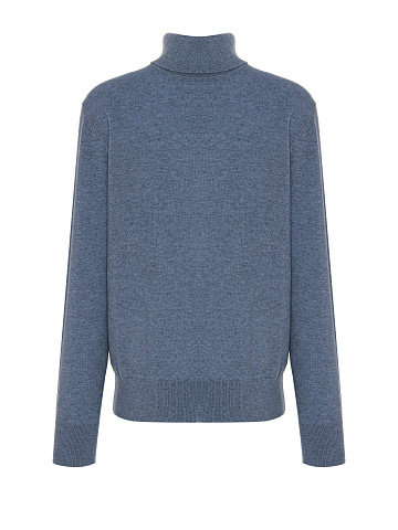 Men's Blue Cashmere Turtleneck Sweater, 1