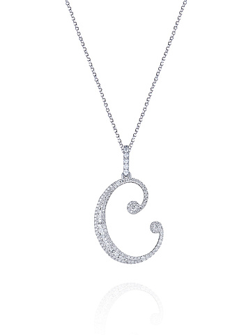 White Gold & Diamonds Letter "C" Necklace, 1