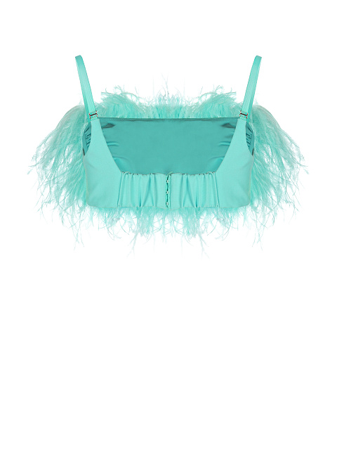 Turquoise Feather Trimmed Bra, 2 Turquoise Feather Trimmed Bra, 2