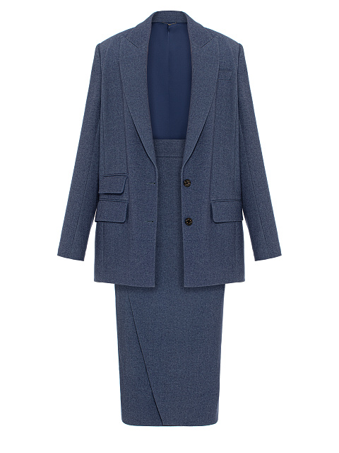 Blue Wool Midi Skirt Suit, 1 Blue Wool Midi Skirt Suit, 1