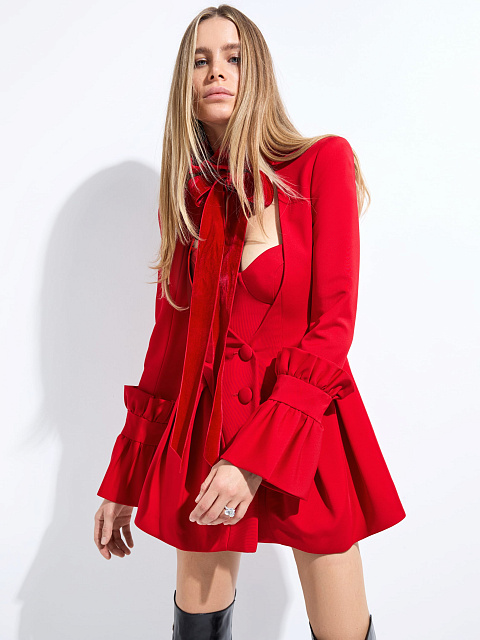 Red Blazer Mini Dress & Top Set, 3