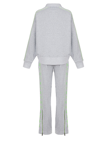 Grey & Neon Green YD Embroidered Jersey Suit, 2