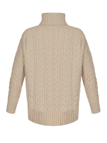 Beige Cashmere Cable Knit Sweater, 2