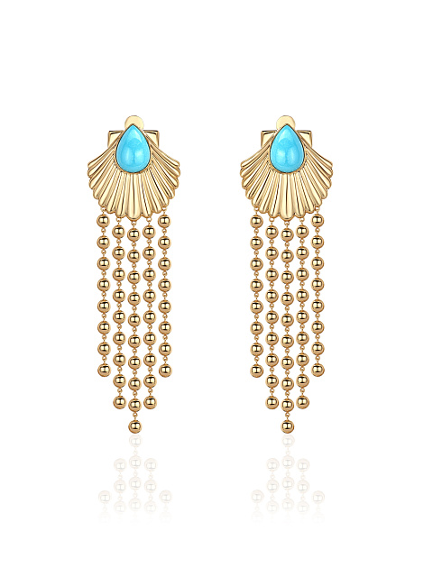 Long shell earrings with turquoise, 1