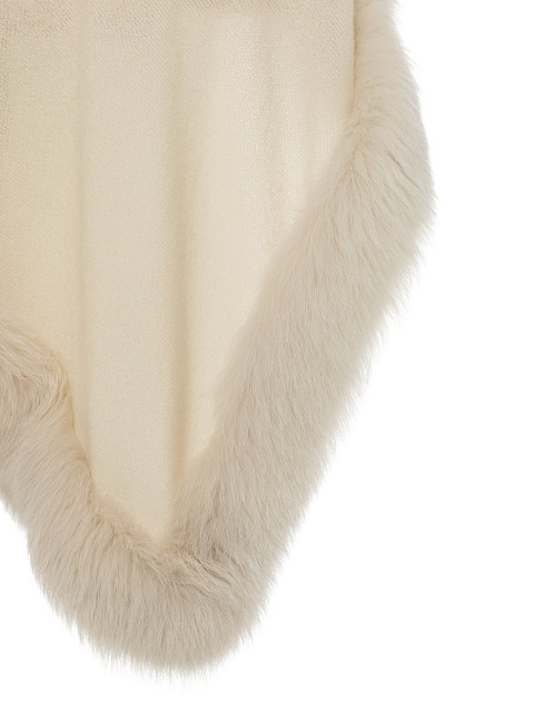 Milky Cashmere Poncho With Fox Fur, 3