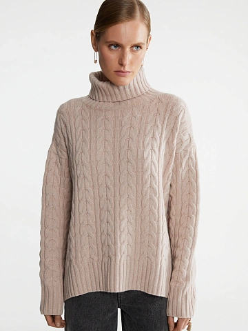 Light Pink Cashmere Turtleneck Sweater, 2