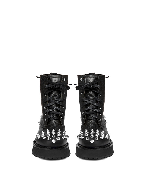 Monochrome Black Leather Studded Boots, 2