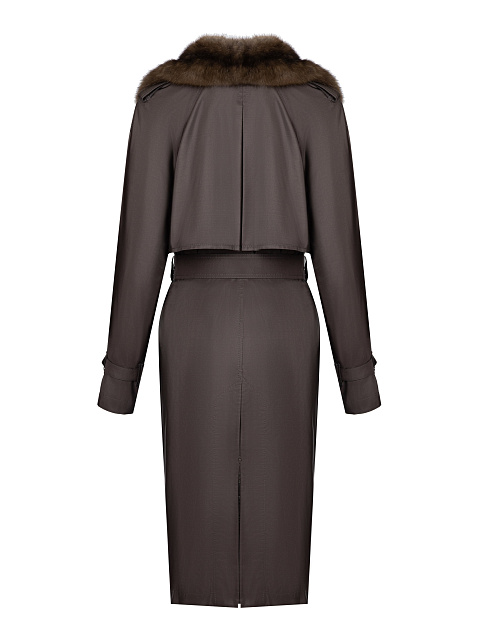 Sable Fur Lined Brown Trench Coat, 9