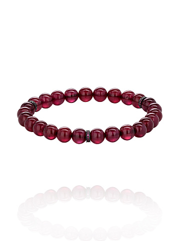 Bead Ruby & Round Ruby & Black Gold Bracelet, 1