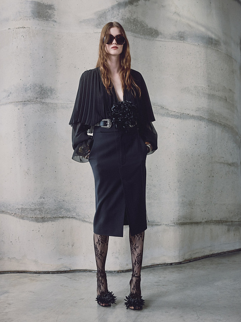 Black chiffon blouse, 2