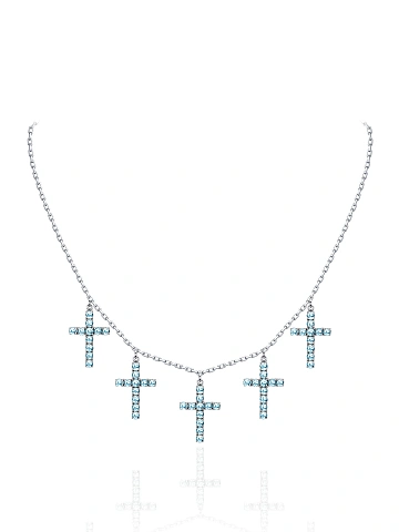 Round Topaz Sky & White Gold Pendant , 1