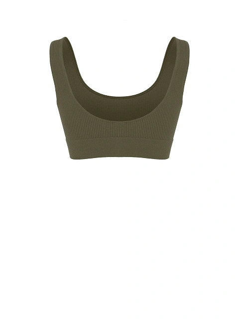 Khaki Ribbed Jersey Sports Bra, 4 Khaki Ribbed Jersey Sports Bra, 4