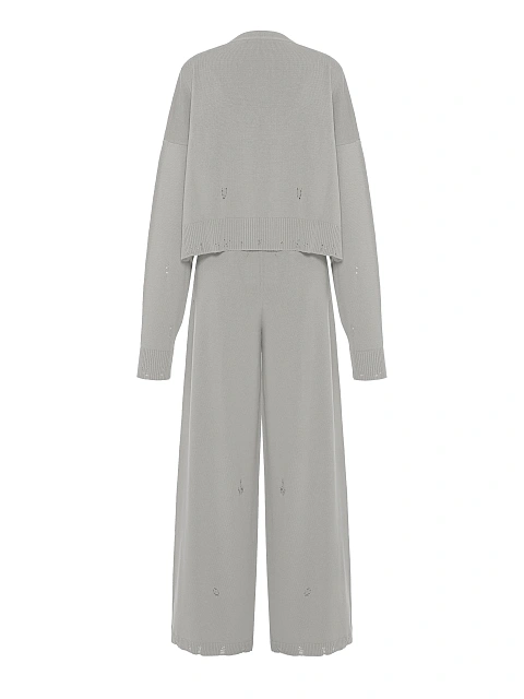 Grey Knitted Cardigan, Top & Pants Set, 3 Grey Knitted Cardigan, Top & Pants Set, 3