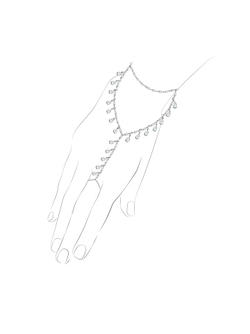 White gold slave bracelet with pear-cut diamonds, 1