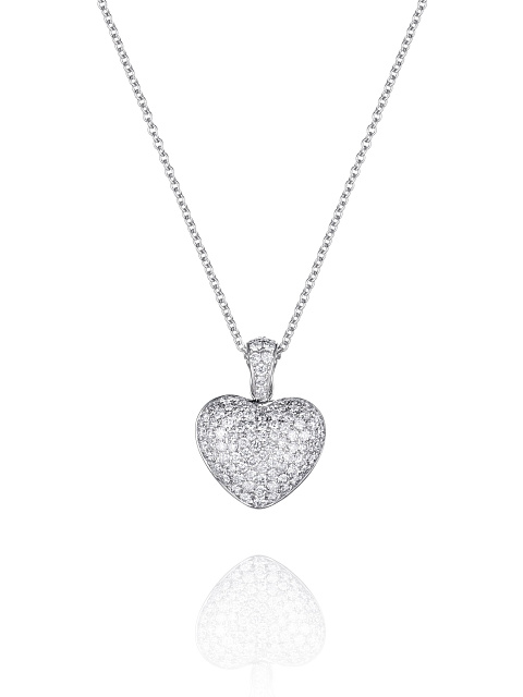 White Gold & Diamonds Heart Pendant Necklace, 1
