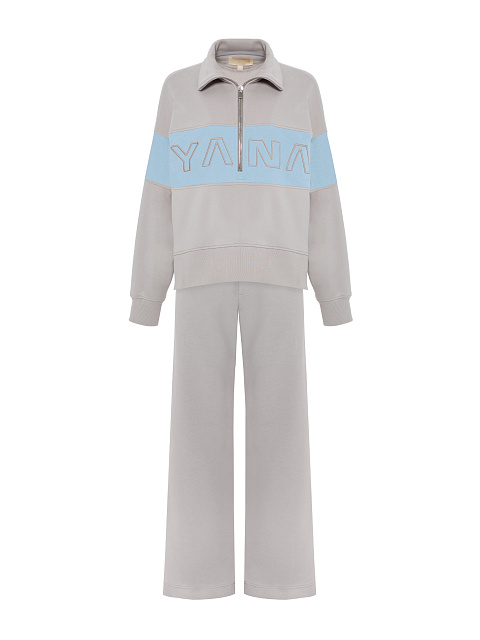 Grey & Light Blue "Yana" Embroidered Tracksuit, 1 Grey & Light Blue "Yana" Embroidered Tracksuit, 1