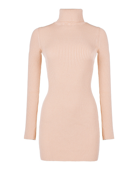 Pink Rib Knit Turtleneck Mini Dress, 1 Pink Rib Knit Turtleneck Mini Dress, 1