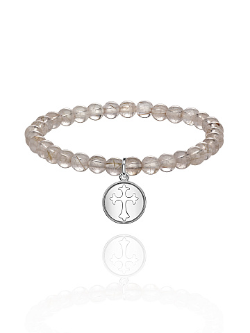 Silver & Rutilated Quartz Beaded Bracelet, 1