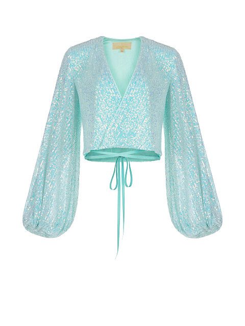 Turquoise Sequined Wrap Top, 1 Turquoise Sequined Wrap Top, 1
