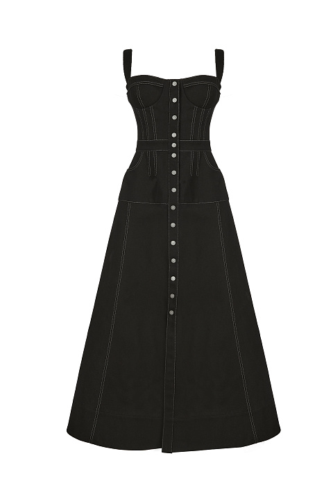 Black Denim Midi Dress, 1 Black Denim Midi Dress, 1