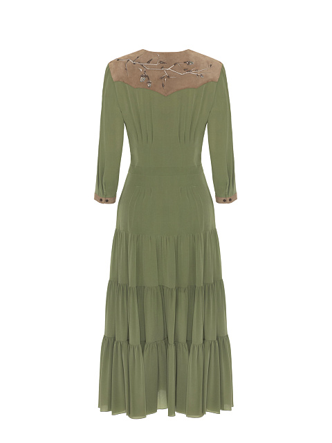 Green Chiffon Midi Dress, 2 Green Chiffon Midi Dress, 2