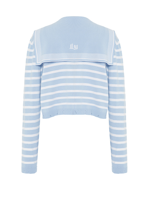 Cropped light blue cardigan with white stripes, 2 Cropped light blue cardigan with white stripes, 2