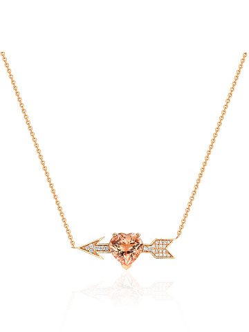 Rose Gold, Heart-cut Morganite & Diamonds Necklace, 1