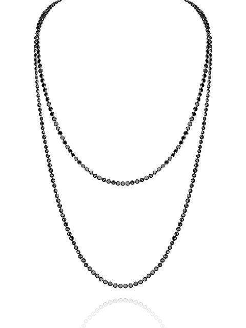 Black Rose Cut Diamond, Black Round Diamond & Black Gold Necklace, 1
