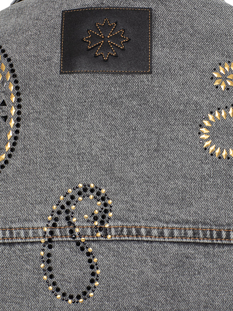Light gray denim jacket with crystals, 4