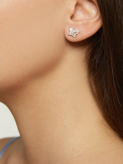 White gold studs with fancy-cut diamonds, 5