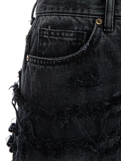 Black Distressed Cotton Jeans, 3