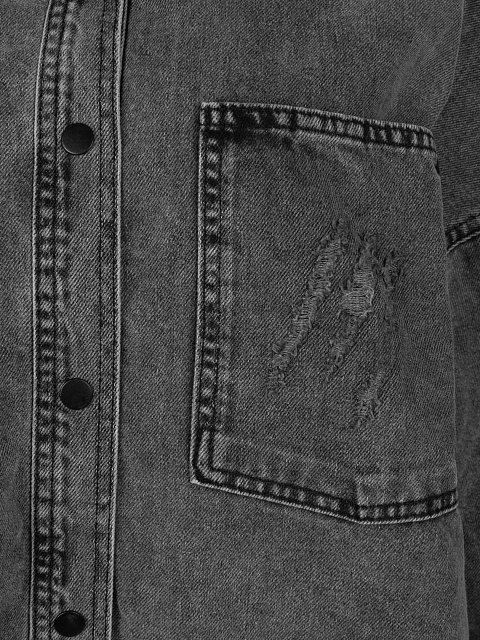 Dark Grey Denim Shirt, 3