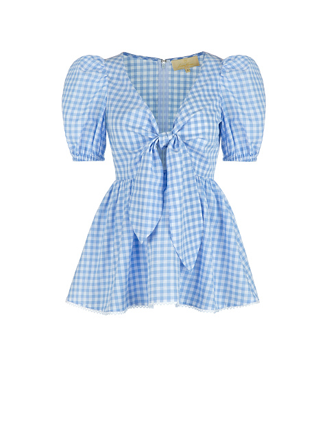Light Blue Checked Cotton Top & Mini Skirt, 3 Light Blue Checked Cotton Top & Mini Skirt, 3