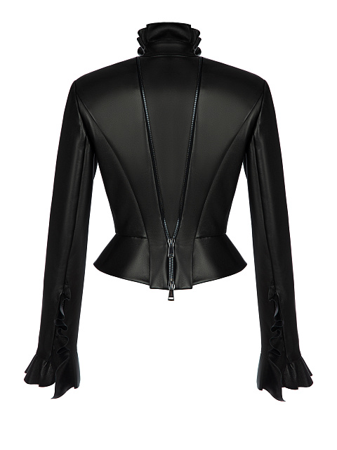Black Leather Peplum Jacket, 2 Black Leather Peplum Jacket, 2