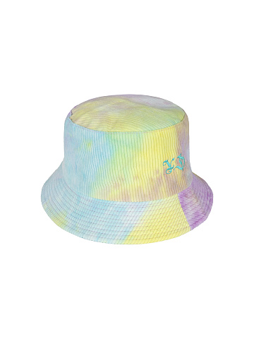 Tie-dye & Blue Embroidery Corduroy Bucket Hat, 1