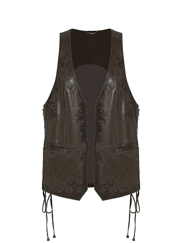 Brown Leather Lace Up Vest, 1