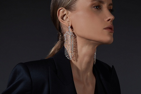 Round Diamond, Rose Cut Diamond & White Gold Earrings, 2