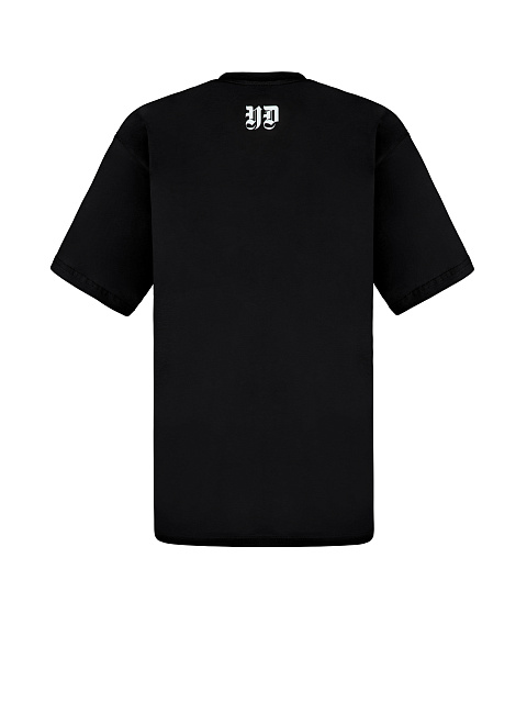 Printed Black Cotton T-Shirt, 2