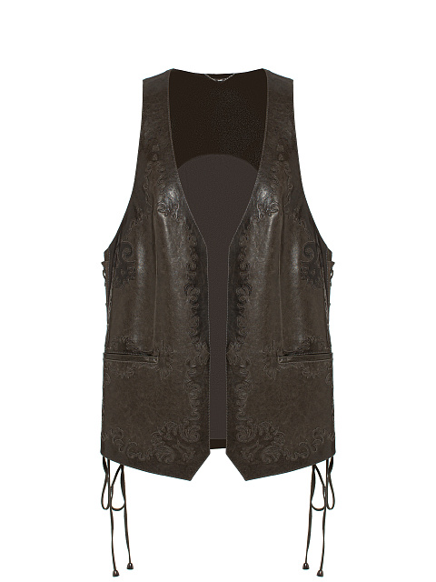 Brown Leather Lace Up Vest, 1 Brown Leather Lace Up Vest, 1