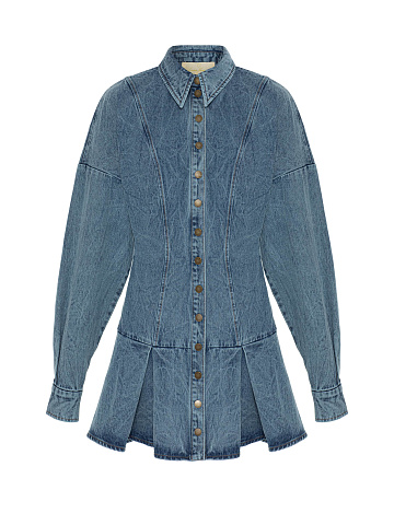 Denim Mini Dress With Buttons, 1