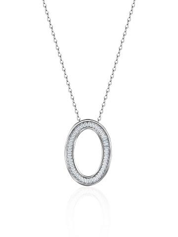 Baguette Diamond & White Gold Necklace, 1