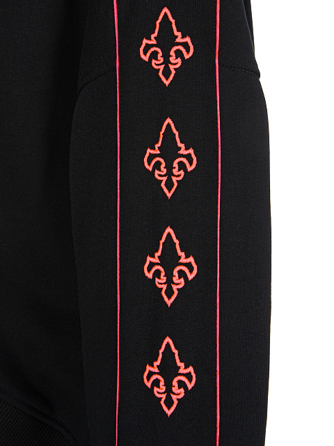 Black & Hot Pink Lily Embroidered Jersey Suit, 4 Black & Hot Pink Lily Embroidered Jersey Suit, 4