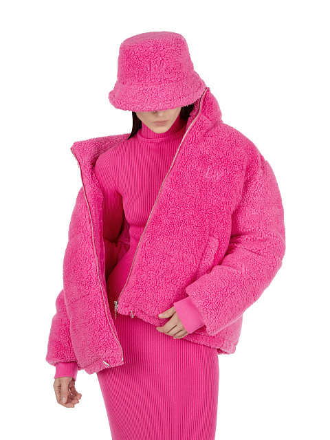 Hot Pink Teddy Padded Jacket, 5