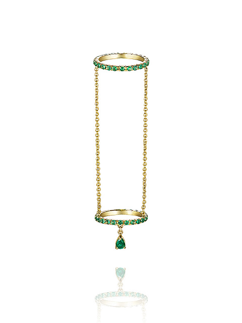Yellow Gold & Emerald Double Ring, 1
