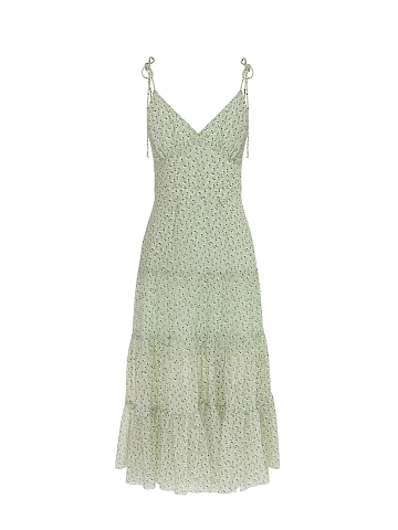 Green sundress with floral print, 1